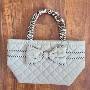 NaRaYa Satin Quilted Square with Ribbon Handbag
